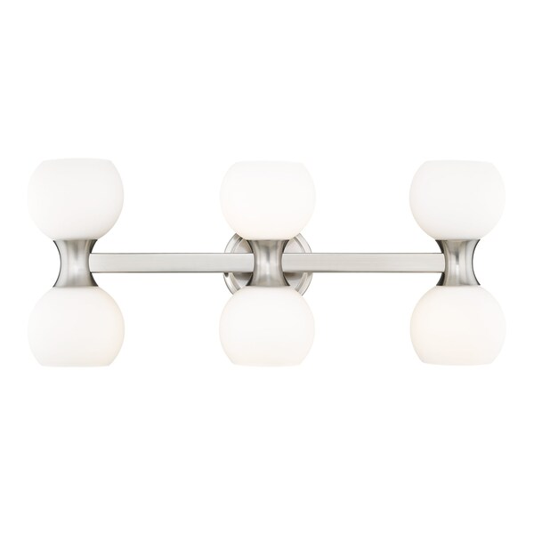 Z-Lite Artemis Vanity, 6-Light, 6.5 In.W x 25 In.L x 10.75 In.H, Brushed Nickel/Matte Opal 494-6V-BN - main